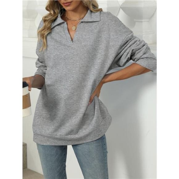 Johnny Collar Long Sleeve Sweatshirt - Picture 1 of 16